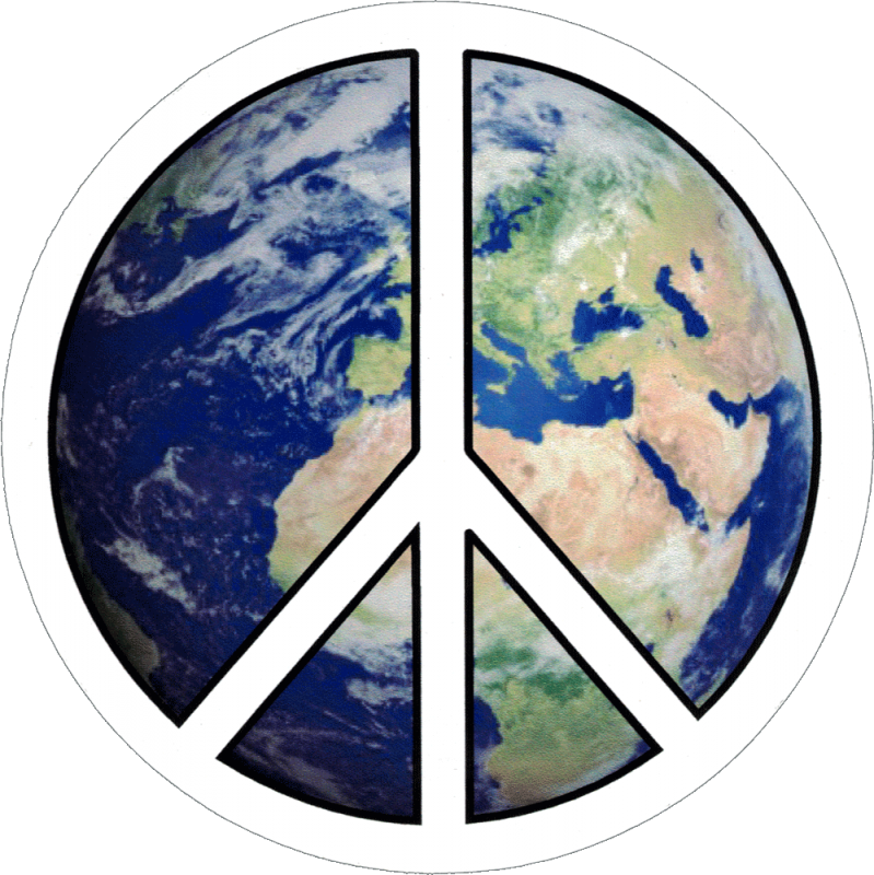 Peace Sign Over Earth Small Bumper Sticker Decal Peace Resource