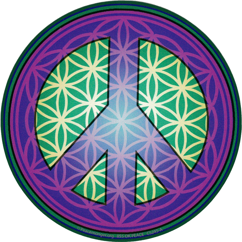 Flower Of Life Peace Symbol Purple Bumper Sticker Decal Peace