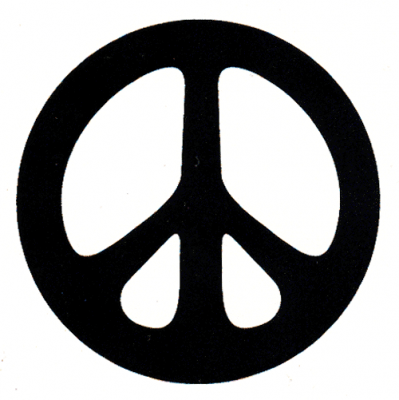 Peace Sign Black Over White Small Bumper Sticker Decal Or Magnet