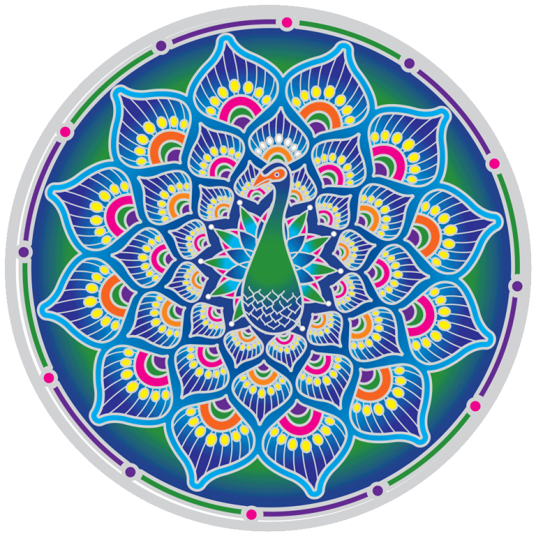 Peacock Kaleidoscope Mandala Window Sticker Decal Peace Resource