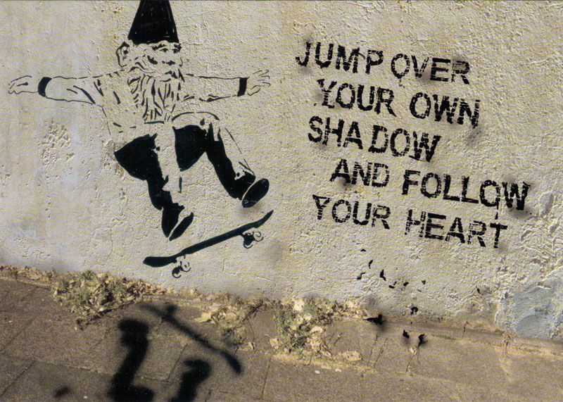 trip over your own shadow meaning