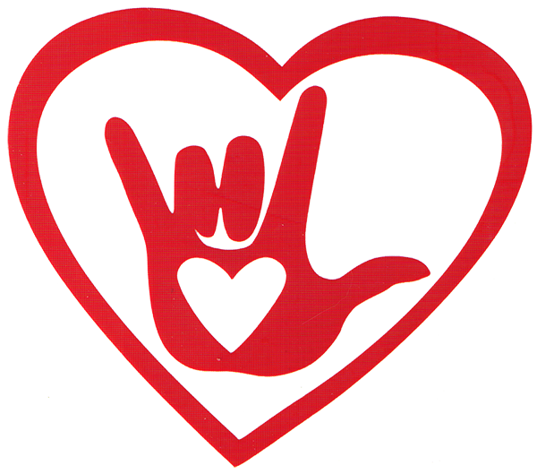 I Love You (sign language hand sign with heart) - Vinyl Cutout (4.5" x 5") | Peace Resource Project