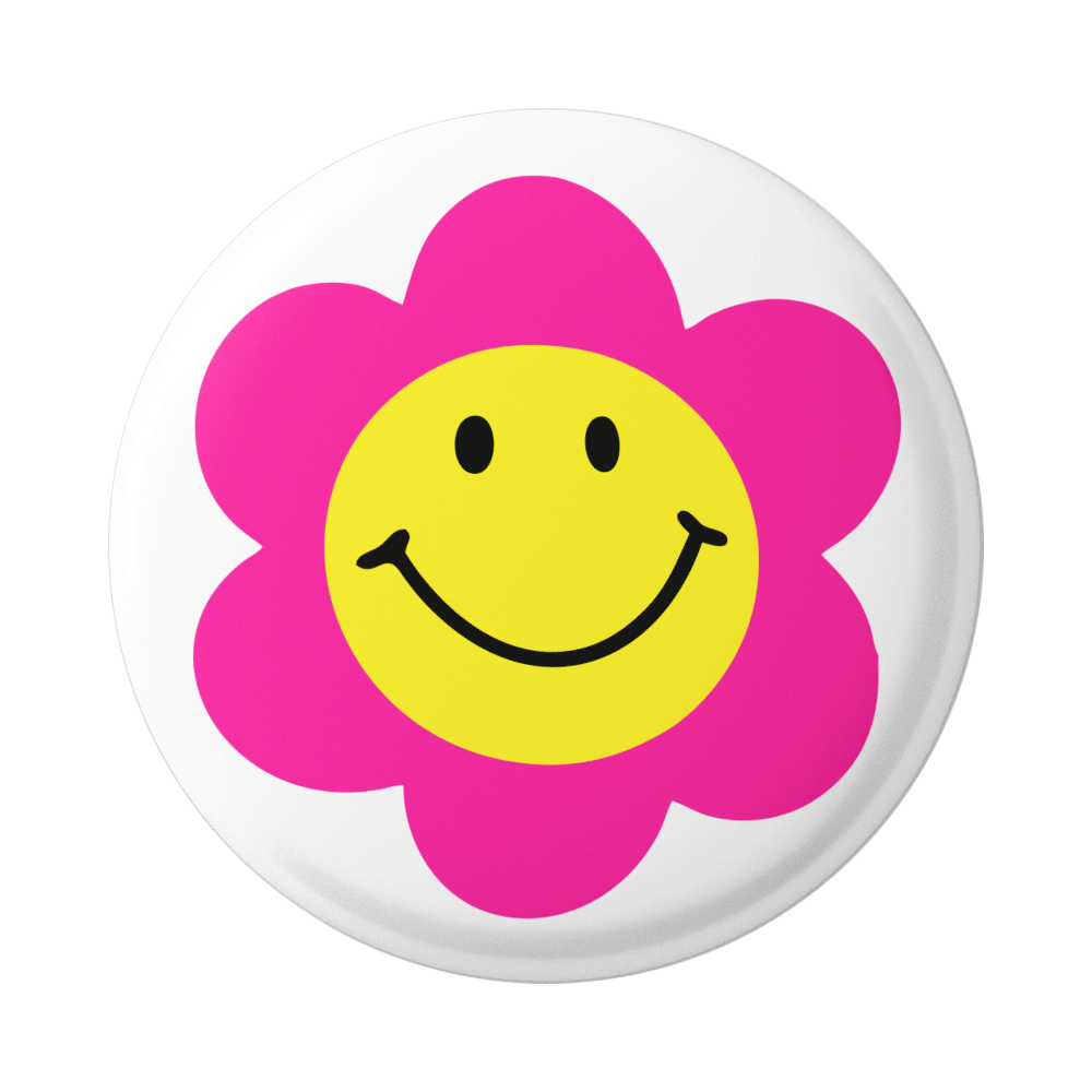 Smiley Face Flower - Button / Pinback or Magnet (1.5) - Peace Resource  Project