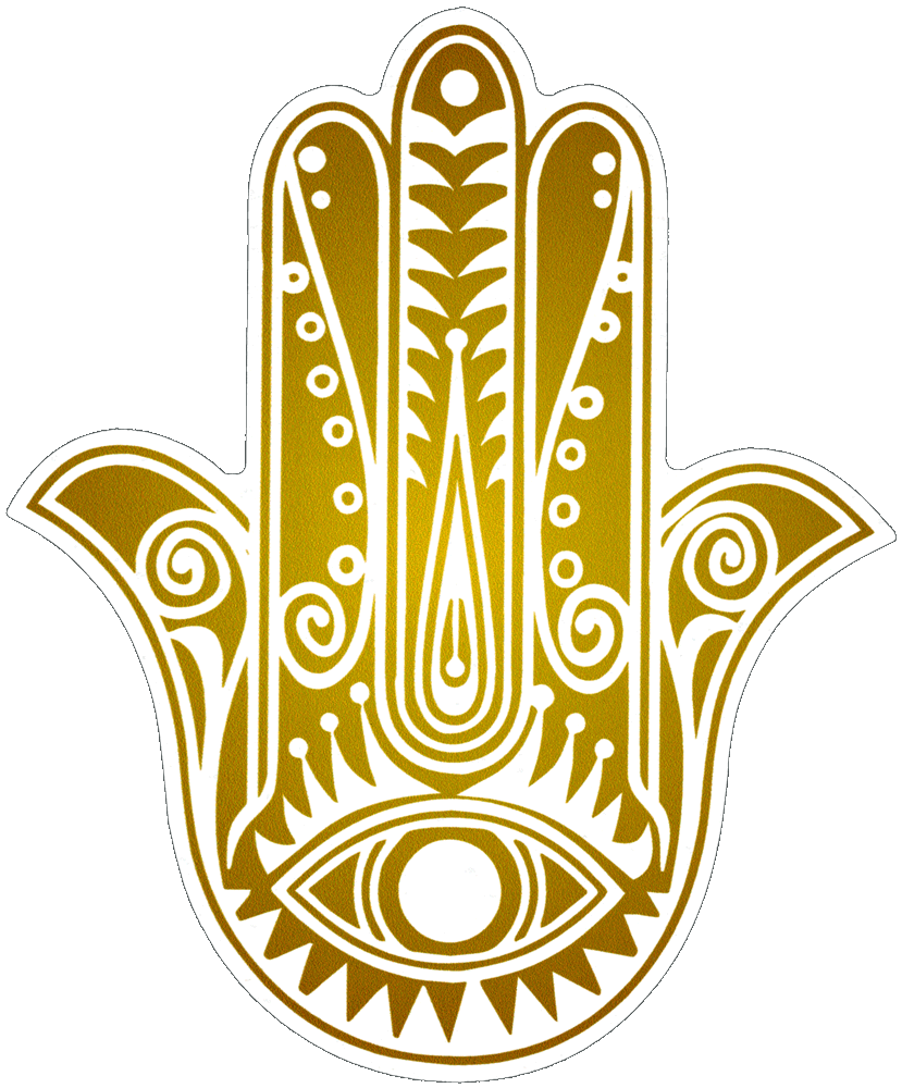 Gold Hamsa Hand - Small Bumper Sticker / Decal - Peace Resource Project