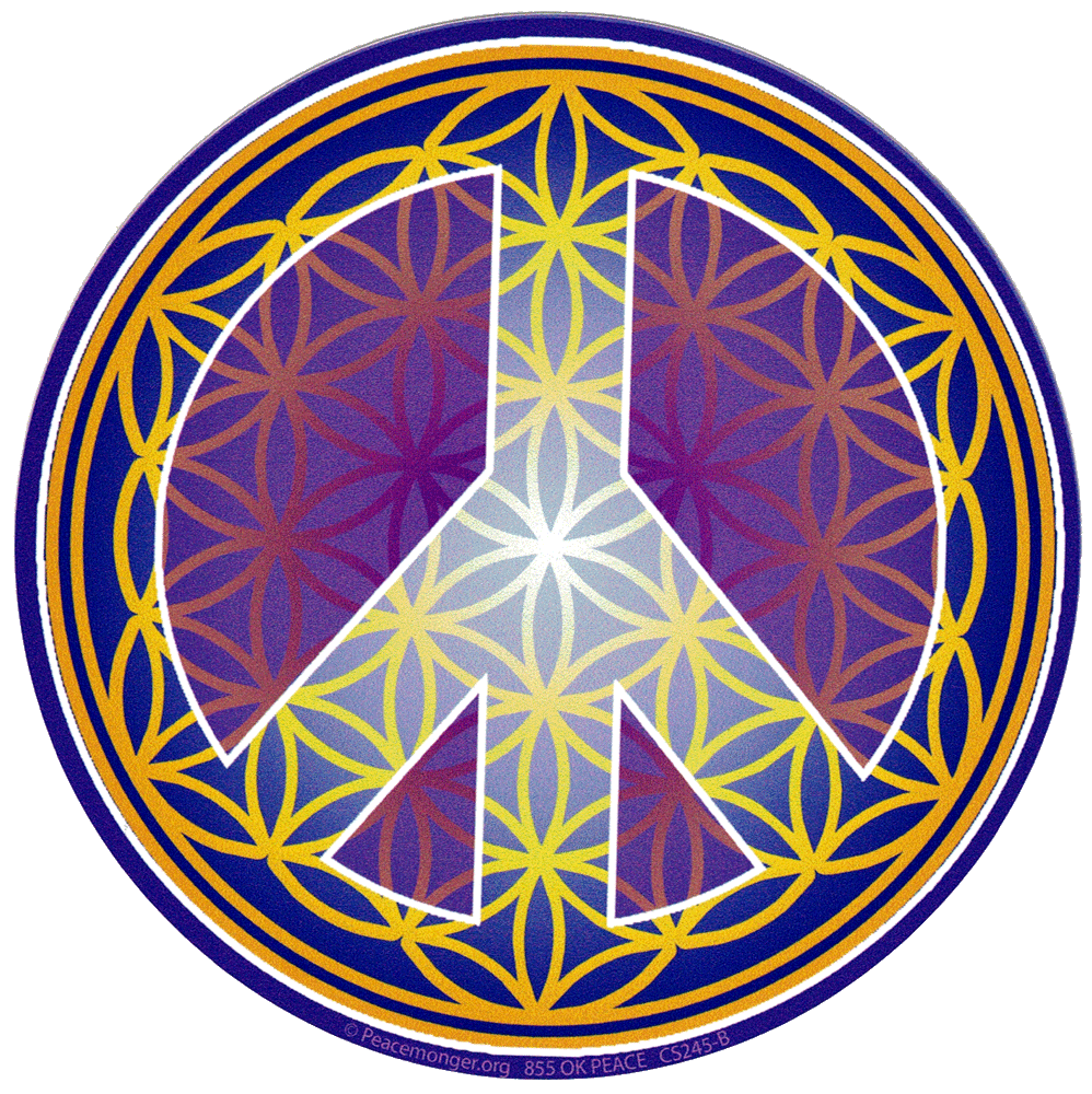 Flower Of Life Peace Symbol Gold Bumper Sticker Decal Peace Resource Project 