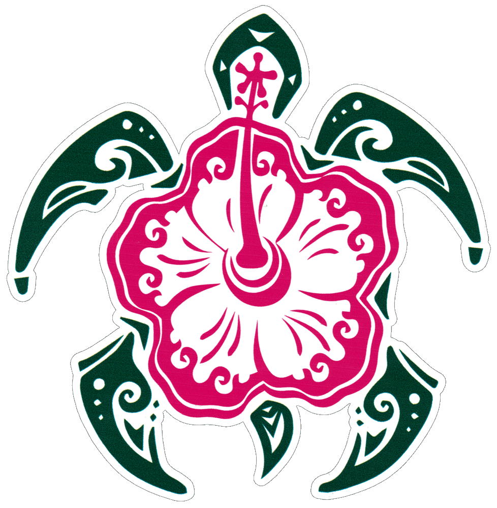 Tribal Turtle With Hibiscus