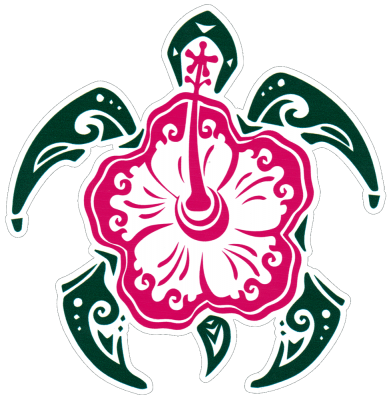 Hibiscus Sea Turtle - Window Sticker / Decal - Peace Resource Project