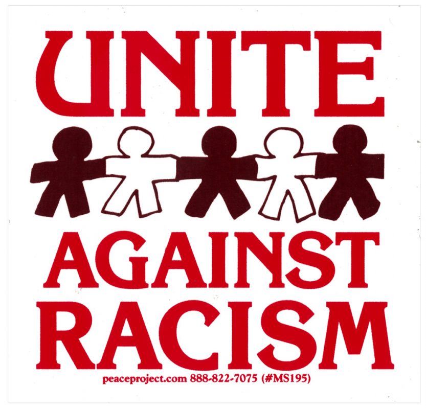 Unite Against Racism - Small Bumper Sticker / Decal or Magnet - Peace ...