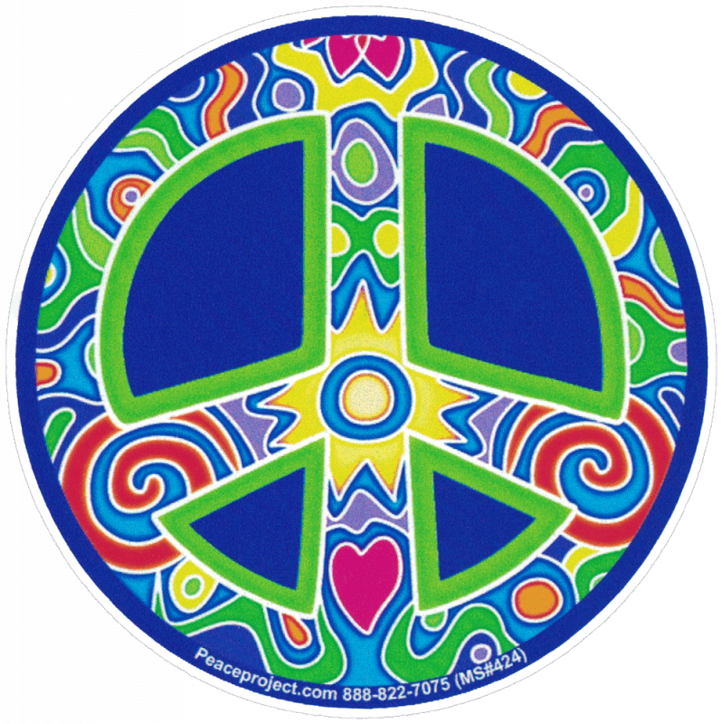 Retro Blue Peace Sign Small Bumper Sticker Decal Peace Resource Project 