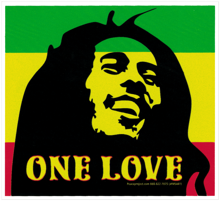 One Love Bob Marley Small Bumper Sticker / Decal or Magnet - Peace ...