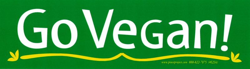 Go Vegan - Bumper Sticker / Decal or Magnet - Peace Resource Project