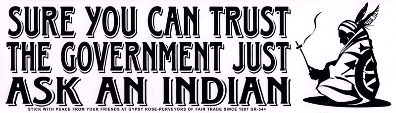 Just Ask an Indian Sure You Can Trust the Government.. Bumper Sticker Decal