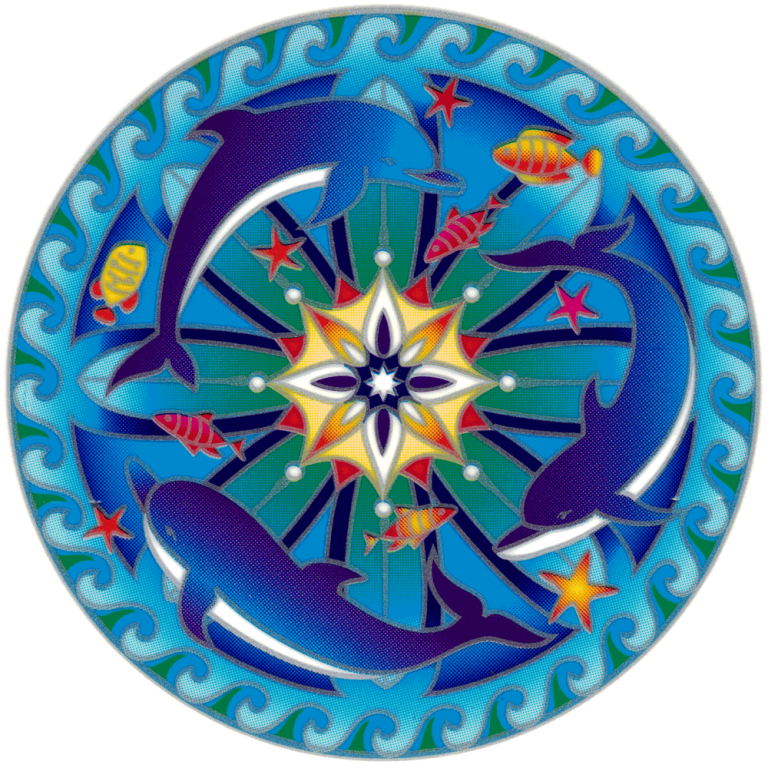 Dolphin Dance Mandala - Window Sticker / Decal - Peace Resource Project