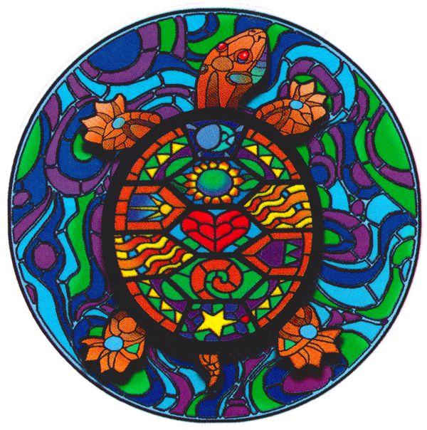 Stained Glass Turtle - Window Sticker / Decal